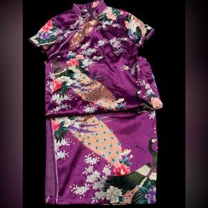 Brand New Chinese Vibrant Purple Floral Dress